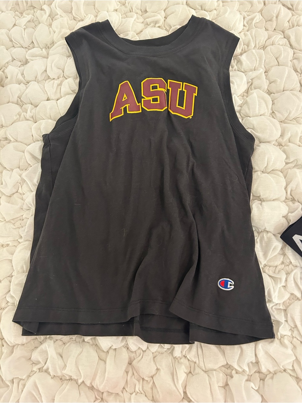 Champion Black ASU Sleeveless Muscle Tee with Maroon & Gold Logo